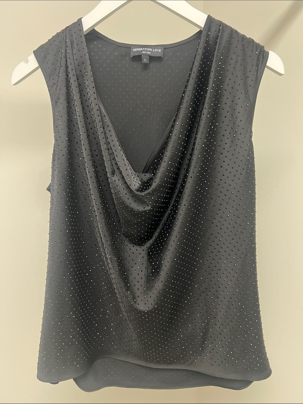 Generation Love Black Sleeveless Cowl Neck Studded Camisole